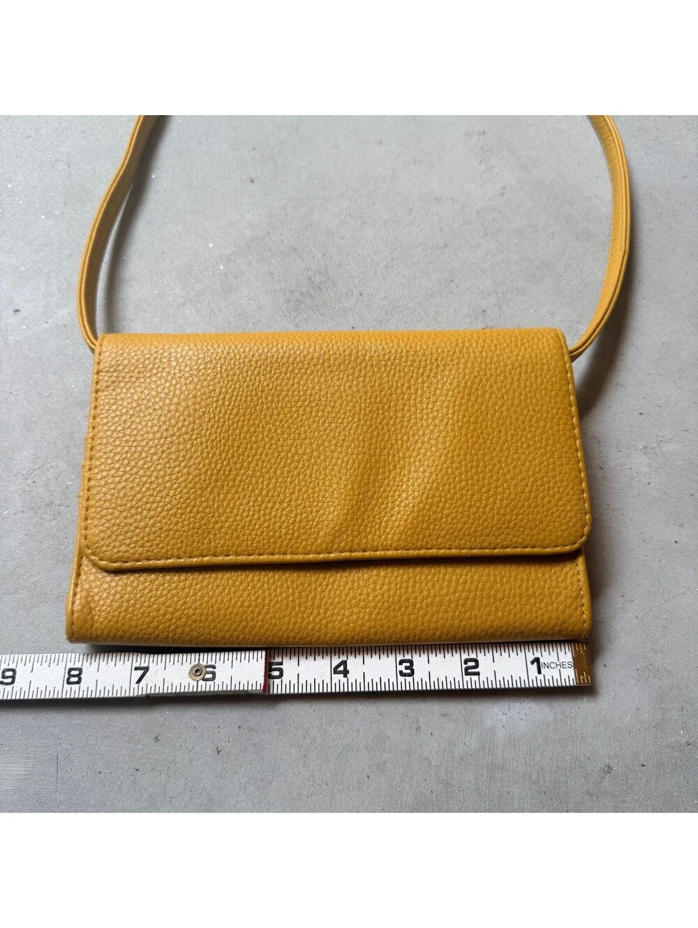 Mustard Yellow Faux Leather Purse Crossbody Wallet